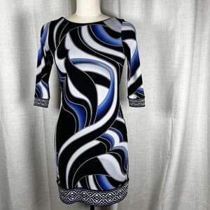 White House Black Market Sheath Dress‎ Women's XXS Petite Multicolor 3/4 Sleeve